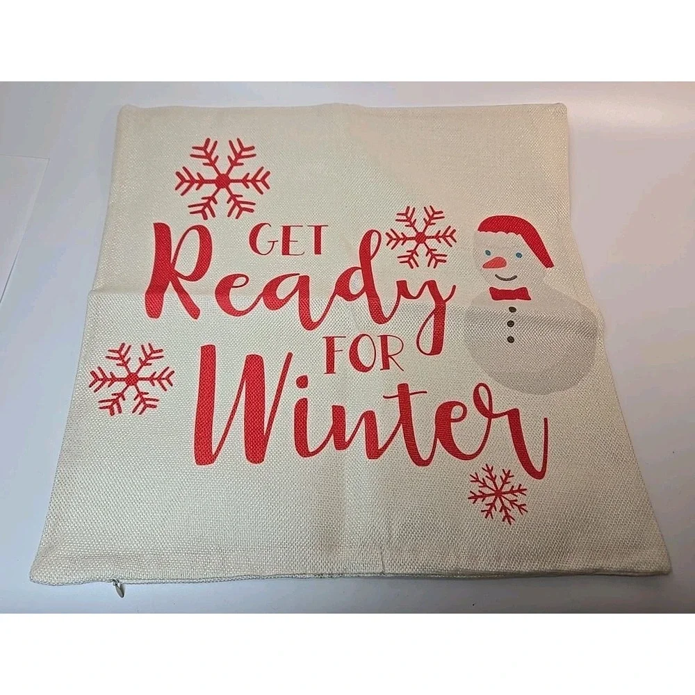 Christmas Themed Throw Pillow Decorative Covers 17 X 17 set 4 Red & White *New*
